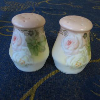 Antique Porcelain RS Germany Tillowitz Six Piece Floral Condiment Set w/ Roses 5