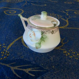 Antique Porcelain RS Germany Tillowitz Six Piece Floral Condiment Set w/ Roses 7
