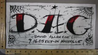 2005 Rock Roll Concert Poster David Allan Coe Dac Print Mafia Signed Nashville