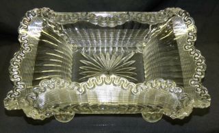 Antique Northwood Alaska Eapg Clear Glass Serving Bowl Dish Unusual Curved Shape