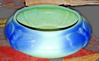 GORGEOUS VAN BRIGGLE BLUE AND GREEN BOWL / PLANTER WITH DRAGON FLY DESIGN 2