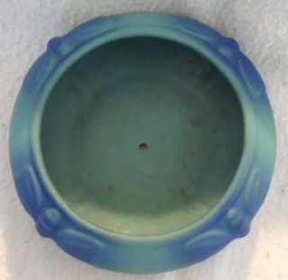 GORGEOUS VAN BRIGGLE BLUE AND GREEN BOWL / PLANTER WITH DRAGON FLY DESIGN 4