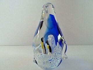 Murano Art Glass Penguin And Twins Paperweight - - Weighs Almost 1kg