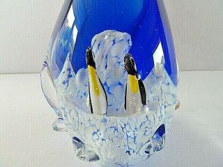 MURANO ART GLASS PENGUIN and TWINS PAPERWEIGHT - - WEIGHS almost 1KG 3