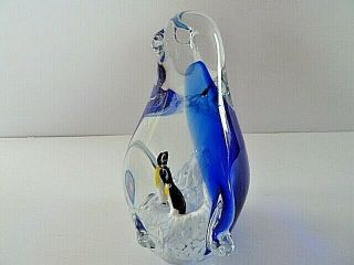 MURANO ART GLASS PENGUIN and TWINS PAPERWEIGHT - - WEIGHS almost 1KG 7