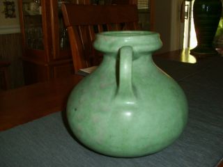 Vintage Burley Winter Pottery Green Two - Handled Vase 2