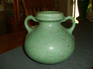 Vintage Burley Winter Pottery Green Two - Handled Vase 3