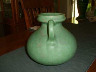 Vintage Burley Winter Pottery Green Two - Handled Vase 4
