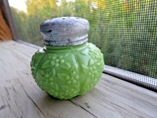 Eapg Challinor Taylor & Co Glass Forget Me Not Green Salt Or Pepper Shaker