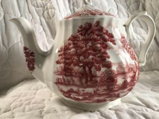 Vintage Sadler England Swirl Pattern Teapot Rose & White English Countryside