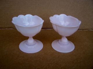 2 Vintage Cambridge Glass Crown Tuscan Dolphin Foot Candle Holders / Vases 2