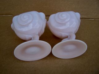 2 Vintage Cambridge Glass Crown Tuscan Dolphin Foot Candle Holders / Vases 6