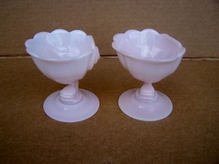 2 Vintage Cambridge Glass Crown Tuscan Dolphin Foot Candle Holders / Vases 7