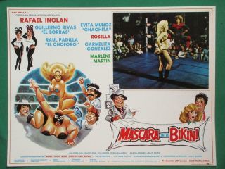 Breasts Sexy Babes Wrestling Women Catfight Lucha Spanish Mexican Lobby Card 3