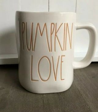Rae Dunn Halloween Pumpkin Love Mug With Orange Interior