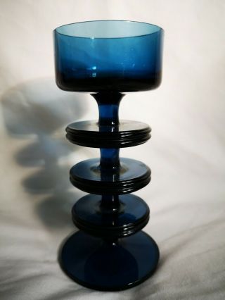 1970s Wedgwood Blue Glass Sheringham Candle Holder Shape Rsw13