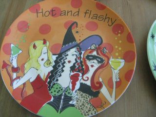 Set of 4 American Atelier Delish Girls With Attitude Appetizer Plates Halloween 3