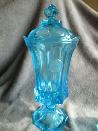 Fostoria Coin Glass Urn Blue Frosted Glass