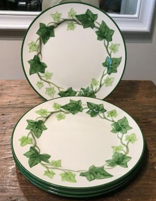 Vintage Franciscan Ivy American Set Of 4 Dinner Plates 10.  5 Embossd Ivy Exc - Good