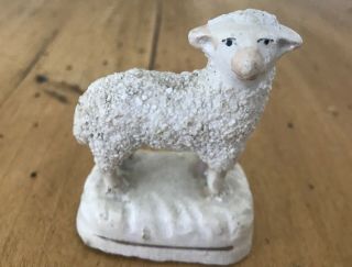 Antique Staffordshire Standing Sheep Lamb Figurine Statue 2 Inch 1800s