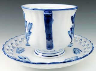 Delftware Royal Twickel Ter Steege Holland Handpainted Blue Tulip Tea Cup Saucer 3