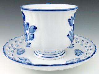 Delftware Royal Twickel Ter Steege Holland Handpainted Blue Tulip Tea Cup Saucer 5
