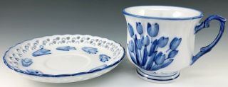 Delftware Royal Twickel Ter Steege Holland Handpainted Blue Tulip Tea Cup Saucer 6