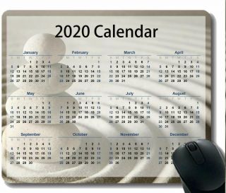 2020 Calendar Gaming Mouse Pad,  Sand Stone Zen Mouse Pad With Stitched Edge
