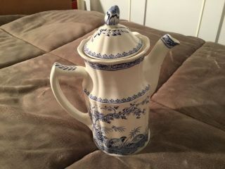Antique Furnivals Quail Blue Coffee Pot,  Rd 684771,  England,  Rare &