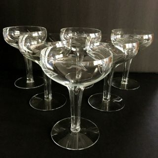 Vintage Etched Hollow Stemmed Champagne Glasses Set Of 6