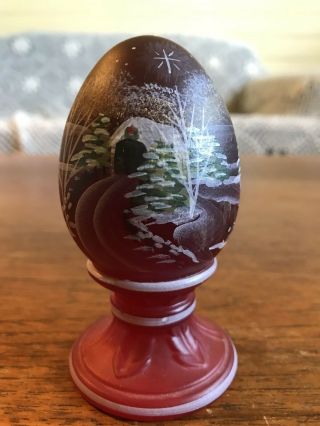 Fenton Limited Edition Hand Painted Art Glass Egg Signed J Cutshaw 1097/1750