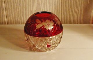 Eapg == Etched = Ruby Stained = Radiant Daisy And Button = Rose Bowl