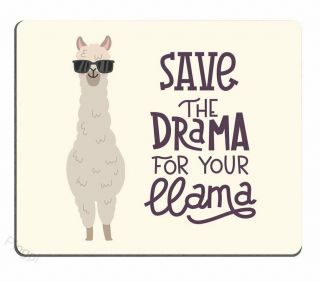 Llama Mouse Pad Cute Alpaca With Glasses With Lettering Quote Save The Dream