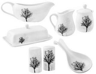 Corelle TIMBER SHADOWS Porcelain GRAVY BOAT Sauce Black Grey Leafless Branches 2