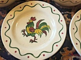 6 Vintage Metlox Poppytrail Rooster Dishes 1 Mug,  2 Bowls 3 Bread / Dessert 3