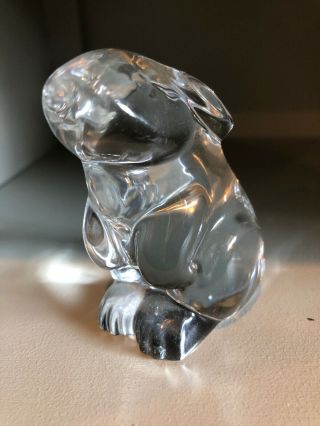 Signed Baccarat France French Crystal Seated Bunny Rabbit Art Glass Figurine Sbm