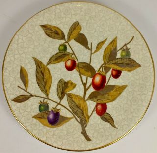 Antique Royal Worcester Plate W Hand Painted Gold Leaves & Berries Circa 1860 3