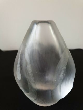 Stylish Orrefors Sven Plamquist Carved Teardrop Glass Art Vase.