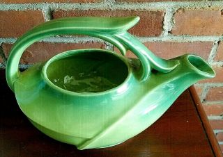 1940 ' s - 60 ' s McCoy Pottery ART NOUVEAU DESIGN TWO TONE GREEN TEA POT/WATERING CAN 3