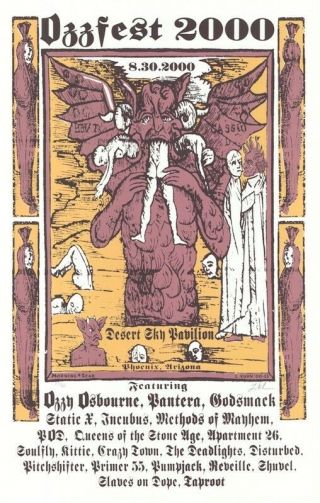 Ozzy Osbourne Ozzfest 2000 Concert Promo 20x30 Music Poster Lindsey Kuhn S/n