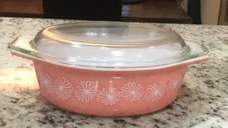 Pink Daisy 1 - 1/2?qt Vintage Pyrex Casserole Dish W/lid