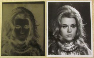 Jane Fonda - Large 8 " X 10 " Photo Negative And 8 " X 10 " Photo