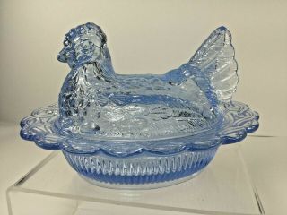 Mosser,  (willow Blue) Hen On A Nest,  Head Turned,  Split Tail Covered Dish