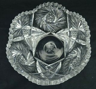American Brilliant Period Cut Glass Punch Bowl Top Abp Hobstar Pinwheel Cut