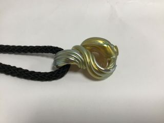 Signed Charles Lotton Studio Art Glass Iridescent Twisted Knot Pendant 2