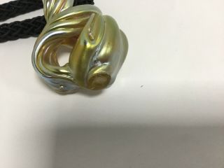 Signed Charles Lotton Studio Art Glass Iridescent Twisted Knot Pendant 7