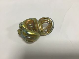 Signed Charles Lotton Studio Art Glass Iridescent Twisted Knot Pendant 8