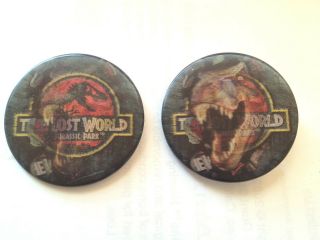 Jurassic Park Lost World 3d Set Of 2 (two) Vintage Flicker Button Badge Pinbacks