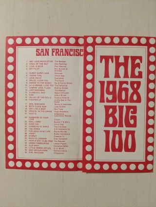 KFRC 610 Radio 1968 Big 100 Music Survey Surveys - San Francisco 3