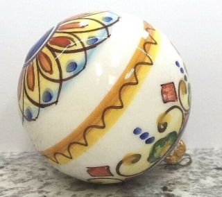 Vietri Pottery - 3,  1/2 Inch Christmas Ornaments.  Made/painted By Hand In Italy